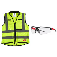 Premium Large/X-Large Yellow Class 2 High Visibility Safety Vest with 15 Pockets