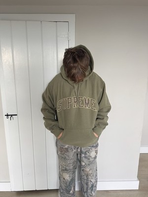 Supreme Stars Arc Hoodie SS22 Olive Cotton Fleece Embroidered