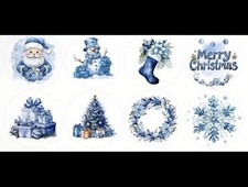40 PCs Round 1 Inch Blue Christmas Stickers Small Business Envelope Seals Gift