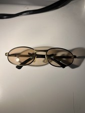 Vintage Silver Metal Frame Lightweight Oval Sunglasses Brown Tinted Lens Men's