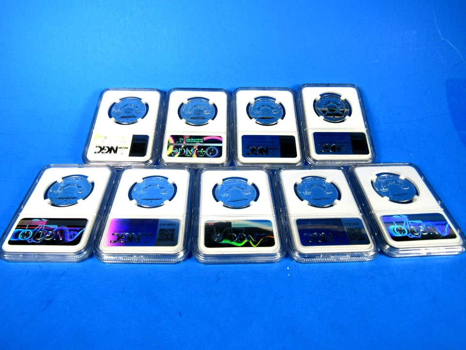 1955 to 1963 P, 9-Coin Set, Franklin Half Dollars NGC Pf 67, Very Nice #3 - Image 3 of 4