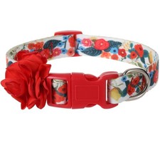 Floral Dog Collar Medium Girl With Flower Bow Quick Release Pet Wedding Size M