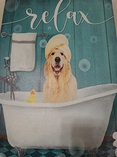 Relax Golden Retriever Bathroom Dog Home Decor Wall Art Picture
