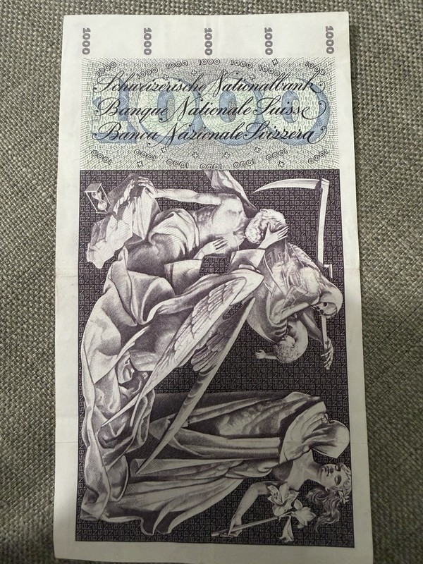 1974 Swiss Franc Note 1000 Francs Banknote