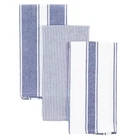 3 Pack Woven Stripe Tea Kitchen Towels in Blue & White 100% Cotton 40cm x 60cm