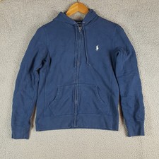 Vintage Ralph Lauren Sport Navy Blue Zip Up Hoodie Size M Hooded Sweatshirt