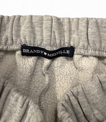 Brandy Melville light gray sweatpants with navy blue + white stripes down sides