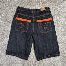 Vintage UBUG Baggy Jean Shorts Men  s 38X15 Dark Wash Y2K Wide Rap Hip Hop Skater