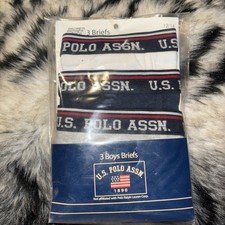 U.S. Polo Assn Boy's Briefs White Blue Gray size 12/14