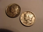 (2) pc group 1925 Mercury Silver Dimes - nice condition!
