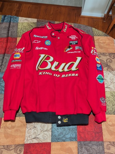 Earnhardt Sr. Chase Authentic NASCAR Budweiser RED Racing Jacket/ Ships From USA - Afbeelding 1 van 10