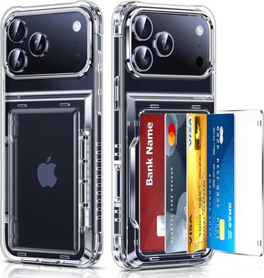 iPhone 17-Pro-Max Cases: Clear Wallet Card Holder Cover Women i Phone 17pro Prom