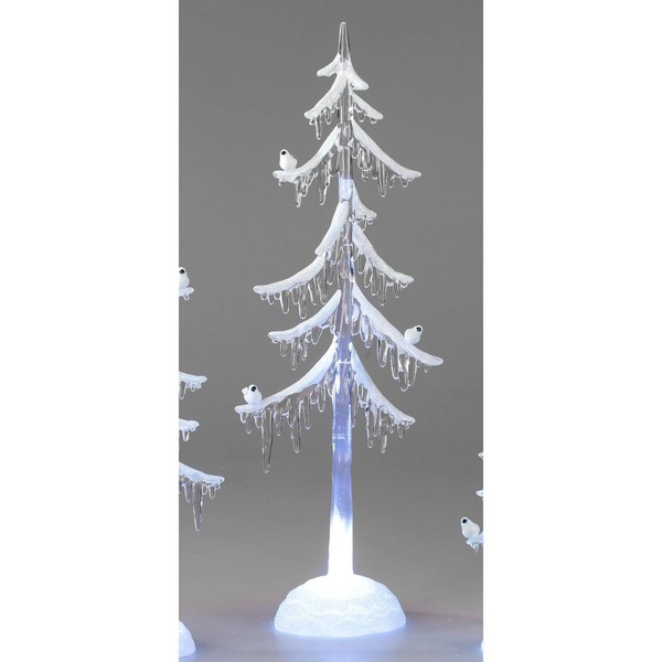 LED Dekoobjekt Baum Mit Schnee Und Vogel H. 45Cm Acryl Mit Timer Formano W25-image