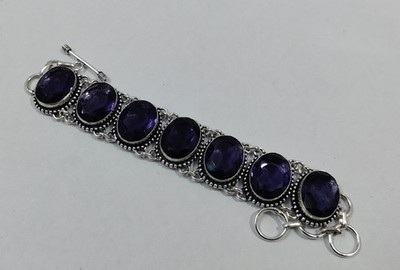 Free shipping Huge Faceted Amethyst Stone Handmade Bracelet