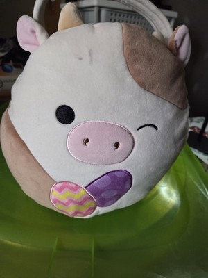 Squishmallows 12  Inch Ronnie the Brown & White Cow Easter / Treat Basket