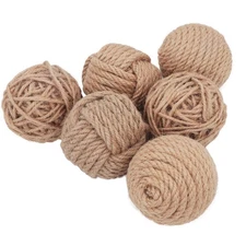 Pack of 6 Orbs Decorative Balls 2.8" Assorted Jute Rope Spheres Orbs Rustic D...