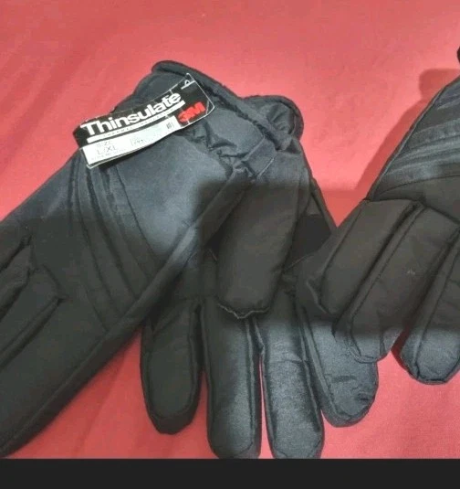 Black Softshell Gloves - Winter Thinsulate Fleece Lined Touch Screen Tips New