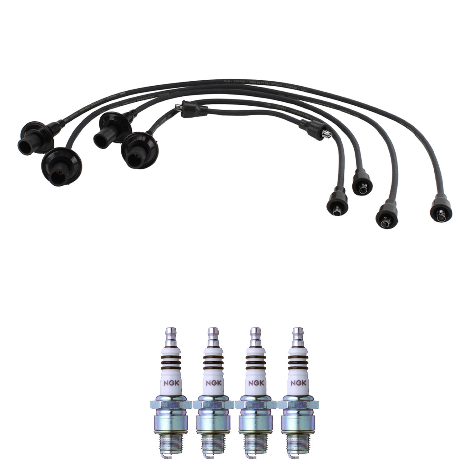 Denso Ignition Wires and NGK Spark Plugs Kit for Volkswagen Beetle Squareback H4