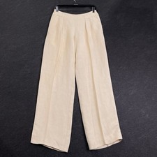 VALENTINO Linen Blend Pleated Trouser Women's Size 8 Neutral