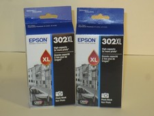 2 Genuine Epson 302XL Black High-Capacity OEM Ink - NEW