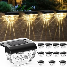 12 Pack Solar Deck Lights Outdoor, Solar Step Lights Waterproof - (Warm White)