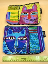 LAUREL BURCH Zippered Cosmetic Bags Cats Set of 2 NWOT Feline Cat