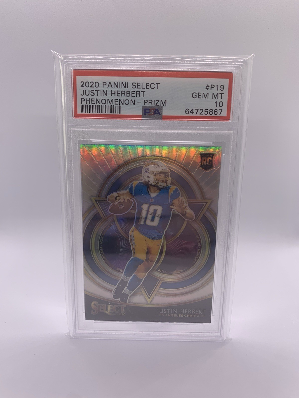 2020 Panini Select - Phenomenon Justin Herbert #P19 Silver Prizm (RC) PSA 10