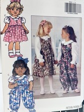 VTG Butterick 5815 Classic Jumper /Dress Jumpsuit Overalls Blouse SZ 1-3 FF