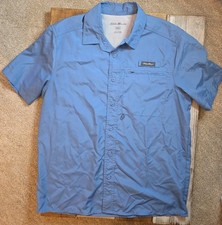 Eddie Bauer Woven Tech Vented Button Up Shirt Sleeve Shirt Blue Men's Size M