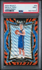 2024 Panini Select Nikola Topic #89 PSA 9 Rookie Tiger Stripe Prizm SSP OKC 
