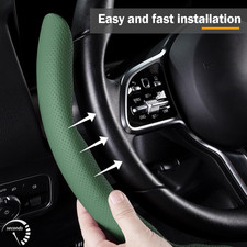 Car Steering Wheel Cover Leather Snap On 3Pcs Set Non-Slip Protector Wrap