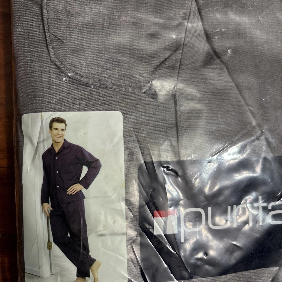 NOVO Pijama Masculino Puritano Extra Grande Cinza 100% Algodão 2 Peças Mangas Compridas - Imagem 4 de 4