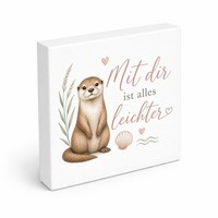 Holzbild In 15X15 Cm Mit Dir Leichter - Holzdeko FüR Otterfans Mit Spruch: Mit