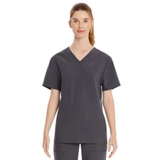 Two 2 New Women's Scrubstar Core Essentials V-Neck Scrubs Top Size L Pewter
