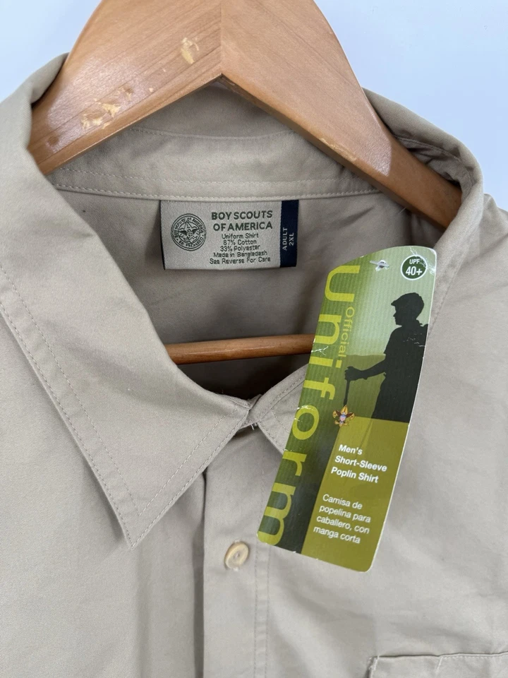 NUEVO Boy Scouts of America Hombre Uniforme Camisa Mezcla Algodón Manga Corta Talla 2XL Foto 3 de 4