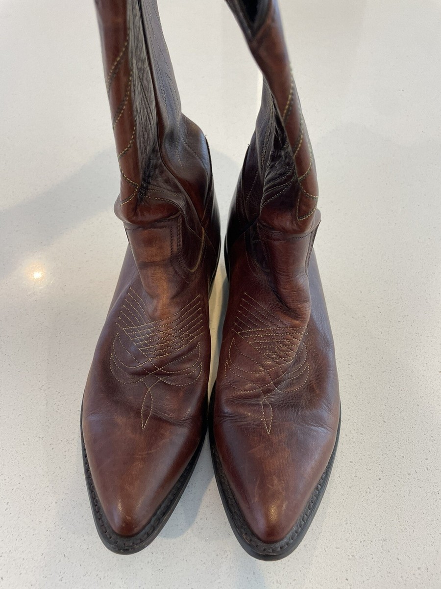 FRYE Stitch Pull On Brown Leather Cowboy Western Boots 87689 F 973 Sz11 D Frye Men main image 4