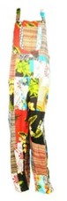 Dungarees Fair Trade Indonesiani Multicolore Patchwork Hippy Festy 510
