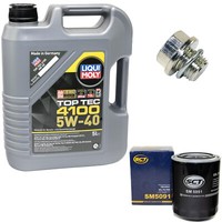 MotoröL ÖLfilter SM5091 5W40 5 Liter + ÖLablassschraube FüR Hyundai Mitsubishi