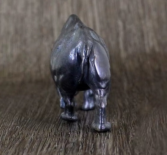 Black Brass Rhino Figurine Small Animal Statue Office Home Decoration Toy Gifts