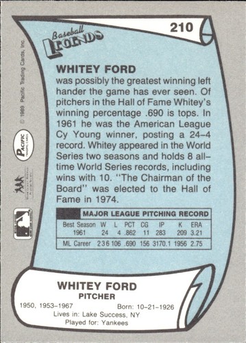 1988 and 1989 Pacific Baseball Legends MLB Set Break #1-#220 — You Choose! - Picture 417 of 441