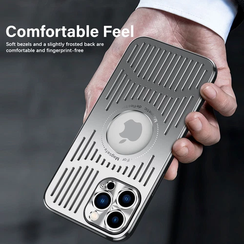 For iPhone 16 15 Pro Max 14 13 12 Heat Dissipation Magnetic Mag Safe Alloy Case - Picture 10 of 25