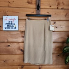 Dana Buchman NWT 100 Silk Pencil Skirt Caravan Club Taupe Tan Office Work Sz 10