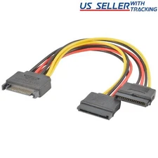 SATA Power 15-pin Y-Splitter Cable Adapter Male to Female for HDD Hard Drive