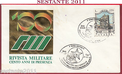 ITALIEN FDC 100 HUNDERT JAHRE PRÄSENZ MILITÄRZEITSCHRIFT 1976 ANNULLIERUNG ROM Y840
