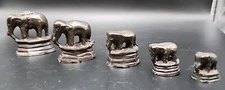 5 Vintage Elephant Opium Weights 