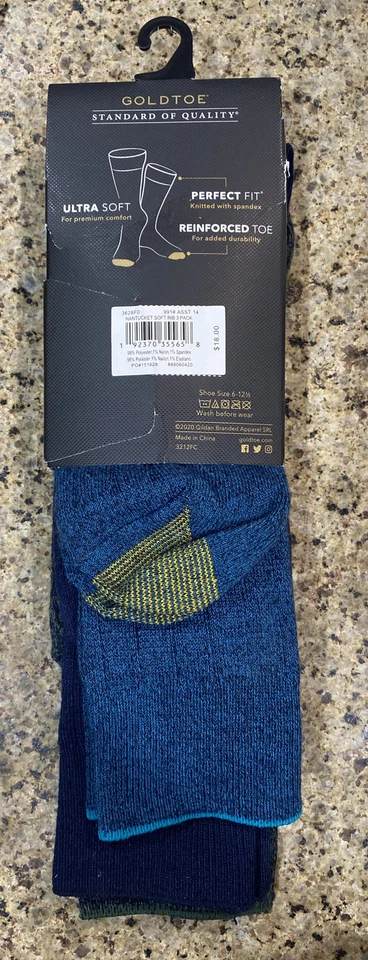 NWT Gold Toe Men's Nantucket Crew Socks (3 Pairs) Dress Socks - Image 3 of 4