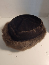 Vintage Betmar New York Women's Chocolate Faux Fur Trim Velvet Bucket Hat OS NWT