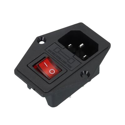 Power Switch 10A 250V AC Rocker Switch IEC320 C14 Inlet Male Power Socket 1 Pcs