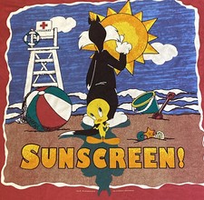 VTG 90s Looney Tunes Tweety Bird Sylvester Cartoon Graphic T Shirt One Size READ