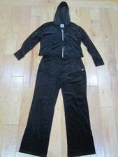 Juicy Couture Tracksuit Black Velour Jacket Pants Size M-L